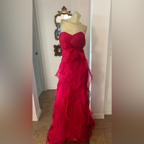 Badgley Mischka Collection Silk Fuschia Gown